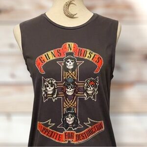 Guns N’ Roses 2013 Appetite for Destruction Grey Tank Distressed Graphics S VGUC
